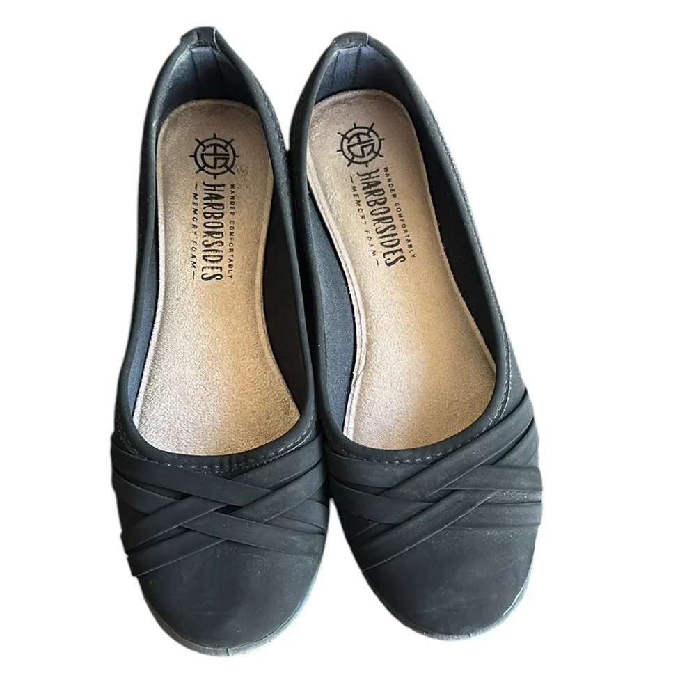 Harborsides Berni Black Memory Foam Casual Flats Sz 7